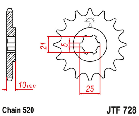 JT ZĘBATKA PRZEDNIA 726 16 CAGIVA 500/600 RIVER, CANYON W 16 (72616JT) (ŁAŃC. 520)