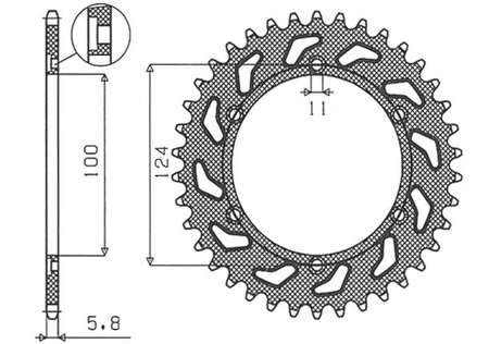 SUNSTAR ZĘBATKA TYLNA 1027 45 DUCATI MONSTER 696 '08-'13 (JTR735.45) (ŁAŃC. 520) (102745JT)