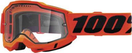 100 PROCENT GOGLE MODEL ACCURI 2 ENDURO MOTO ORANGE - DUAL CLEAR LENS - KOLOR POMARAŃCZOWY/CZARNY SZYBKA PRZEŹROCZYSTA PODWÓJNA