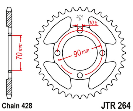 JT ZĘBATKA TYLNA JTR264 45 HONDA CT 110 '99-00' (AUSTRALIA) (26445JT) (ŁAŃC.428) NA ZAMÓWIENIE