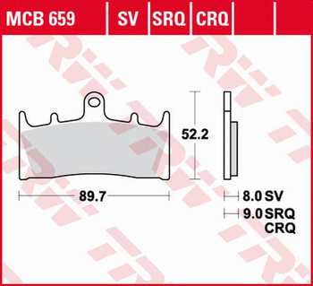 TRW ZF KLOCKI HAMULCOWE KH188 SINTER TRACK KAWASAKI ZX-6R/ZX-7R '96-'02, ZX-9R '96-'01, ZRX 1100 '96-'00, ZRX 1200 '01-'06, ZX-12R '00-'03, SUZUKI GSX-R 750 '94-'99, GSF 1200 BANDIT '01-'05, GSX 1300R '99-'07, GSX 1400 '01-'07 PRZÓD