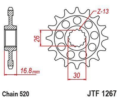 JT ZĘBATKA PRZEDNIA 347 16 HONDA CB 750 HORNET 23-'25, XL 750 TRANSALP '23-'25 (347M16) (ŁAŃC. 520)