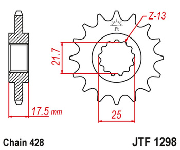 JT ZĘBATKA PRZEDNIA 2048 17 HONDA CBR 250 '90-00' VT/VTR 250 '89-90' (204817JT) (ŁAŃC. 428)
