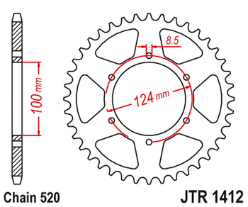 JT ZĘBATKA TYLNA 4466 37 KAWASAKI KXT 250 B1/B2 '86-87' (446637JT) (ŁAŃC.520) NA ZAMÓWIENIE