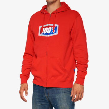 100 PROCENT BLUZA NA ZAMEK OFFICIAL ZIP HOODIE FLEECE RED KOLOR CZERWONY ROZMIAR S