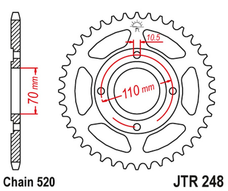 JT ZĘBATKA TYLNA 281 44 HONDA CB 250 RSA '80-83' (28144JT) (ŁAŃC520)