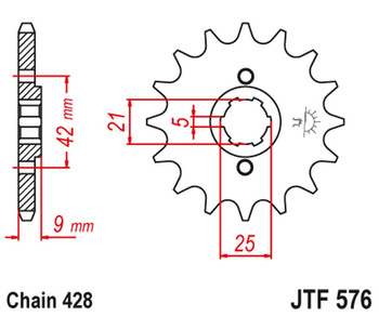 JT ZĘBATKA PRZEDNIA 576 17 YAMAHA XT 350 '85-00' (57617JT) (ŁAŃC. 428) (-2)