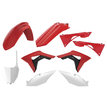 POLISPORT WYPRZEDAŻ KOMPLET PLASTIKÓW HONDA CRF 250R '18-'21; CRF 450R '17-'20 KOLOR CZERWONO BIAŁY OEM