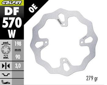 GALFER TARCZA HAMULCOWA PRZÓD KTM SX 65 '25-; HUSQVARNA TC 65 '25-; GAS GAS MC 65 '25- (198X90X3MM) WAVE