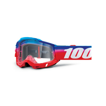 100 PROCENT GOGLE MODEL ACCURI 2 UNITY - CLEAR LENS - KOLOR CZERWONY/NIEBIESKI/BIAŁY SZYBKA PRZEŹROCZYSTA
