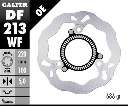 GALFER TARCZA HAMULCOWA TYŁ KAWASAKI NINJA 300 R SP (ABS) '13-, NINJA 400 / ABS '18-, Z 400 '20- (220X100X5MM) WAVE