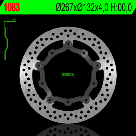 NG TARCZA HAMULCOWA PRZÓD YAMAHA X-MAX 125/250/400/500, MAJESTY 400 '04-'13, T-MAX 500/530 (PŁYWAJĄCA) (267X132X4) (5X8,5MM)