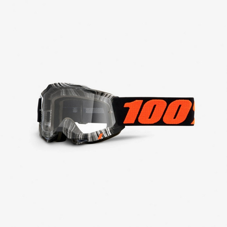100 PROCENT GOGLE MODEL ACCURI 2 YOUTH JUNIOR GEOSPCE - CLEAR LENS - KOLOR CZARNY/BIAŁY/POMARAŃCZOWY SZYBKA PRZEŹROCZYSTA