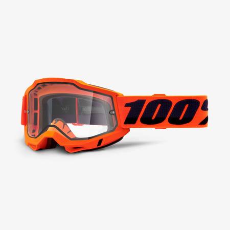 100 PROCENT GOGLE MODEL ACCURI 2 ENDURO MOTO ORANGE - DUAL CLEAR LENS - KOLOR POMARAŃCZOWY/CZARNY SZYBKA PODWÓJNA PRZEŹROCZYSTA STARY KOD: 50221-501-05