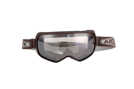 ARIETE GOGLE FEATHER CAFE RACER PASEK BRĄZOWY/BIAŁY SZYBKA LUSTRZANA LIGHT SENSITIVE