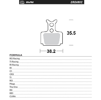 MOTO-MASTER WYPRZEDAŻ BIKE PRO KLOCKI HAMULCOWE ROWEROWE ORGANICZNE PASUJE DO FORMULA CURA, RO RACING, T1 RACING, R1 RACING, R1, C1, CR3, T1, RO, MEGA, THE ONE, RX, RR1