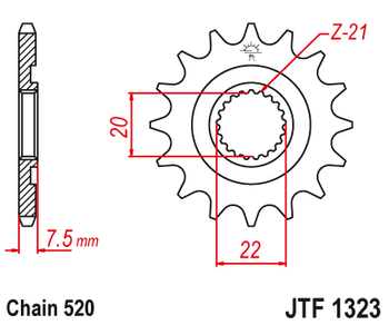 JT ZĘBATKA PRZEDNIA 2120 13 HONDA CR 125R '04-'07, CRF 250R/X '04-'17 (ŁAŃC. 520)