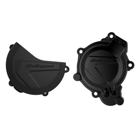 POLISPORT ZESTAW OSŁONA POKRYWY (DEKLA) ALTERNATORA ORAZ OSŁONA POKRYWY SPRZĘGŁA KTM SX/XC 125/150 '16-'18; HUSQVARNA TC 125 '16-'18 KOLOR CZARNY (8464100001+8460300001)