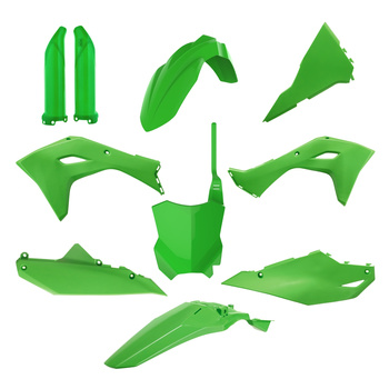 POLISPORT KOMPLET PLASTIKÓW (FULL KIT) KAWASAKI KX 450F '24 W ZESTAWIE TABLICA PRZEDNIA (8665900001) I OSŁONY AMORTYZARORÓW (8351800005) KOLOR ZIELONY