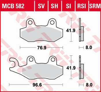 TRW ZF KLOCKI HAMULCOWE KH135 SINTER STREET KAWASAKI KLX 125 '10-'13, KX 125/250/500 '89-'93, KDX 200/250 '93-'94, KLX '09-'17, SUZUKI RM 125/250 '87-'95, RM-X 250 '89-'95, YAMAHA YZ 125/250 2T '89-'97, WR 125 '91-'97, TT-R 250 '93-'00 PRZÓD