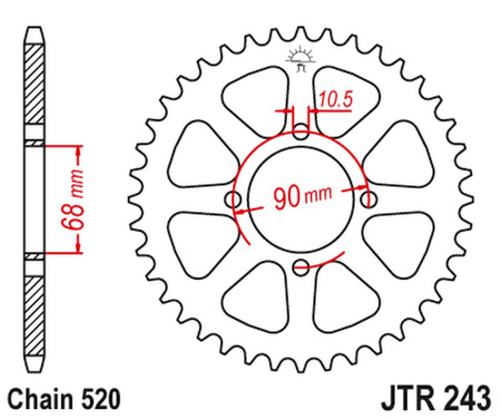 JT ZĘBATKA TYLNA 256 42 HONDA MTX 200 '83-86' (25642JT) (ŁAŃC.520