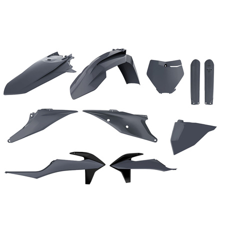 POLISPORT KOMPLET PLASTIKÓW (FULL KIT) KTM SX/SX-F '19-'22 W ZESTAWIE TABLICA PRZEDNIA (8666400007) I OSŁONY AMORTYZATORÓW (8398600011) KOLOR SZARY NARDO GREY