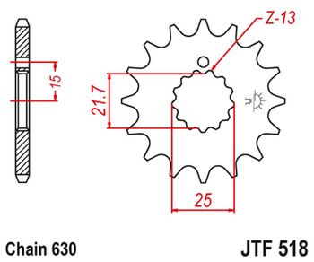 JT ZĘBATKA PRZEDNIA 518 15 KAWASAKI Z 650 /750 '79-'83 (51815JT) (ŁAŃC. 630)