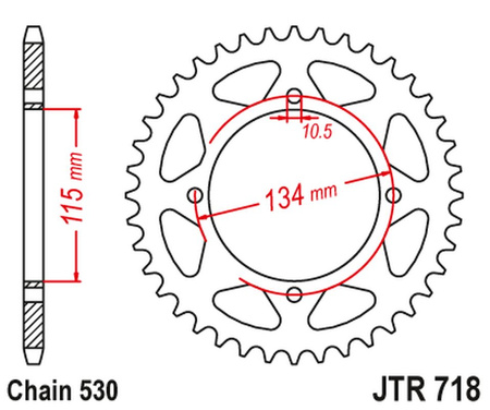JT ZĘBATKA TYLNA 711 48 CAGIVA ELEFANT 650/750 '85-89', DUCATI 650/750 INDIANA CUSTOM '87-90' (71148JT) (ŁAŃC.530)