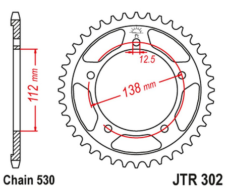 JT ZĘBATKA TYLNA 408 44 HONDA CBR 1100 XX '97-'07 (SC35) (40844JT) (ŁAŃC. 530) CZARNA