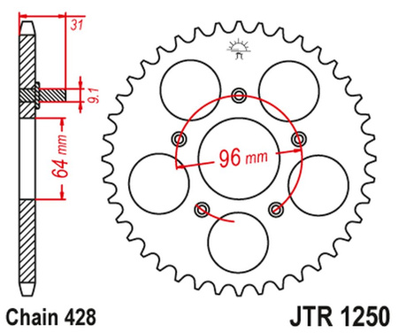 JT ZĘBATKA TYLNA JTR1250 48 HONDA NX 125 '89-90' (JTR1250.48)*(ŁANC428)