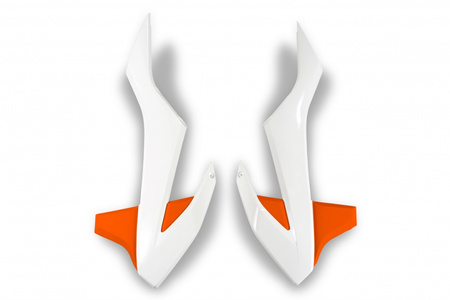 UFO OSŁONY CHŁODNICY KTM SX 85 '18-2023 KOLOR OEM '19 (BIAŁY/POMARAŃCZOWY)