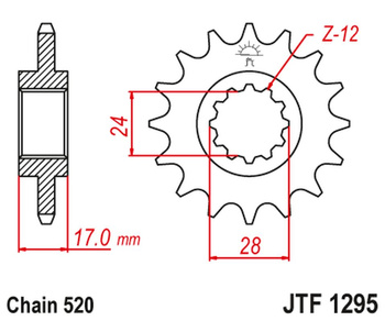JT ZĘBATKA PRZEDNIA 295M 14 HONDA CBR 600 F2/F3 '91-98' (295M14JT) (ŁAŃC. 520) KONWERSJA