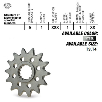 MOTO-MASTER ZĘBATKA PRZEDNIA 565 14 YAMAHA YZ 250 99-20, WR/YZF 400/426/450, KAWASAKI KXF '06-'20 (JTF565.14) (56514)YFZ 450 '04-'13