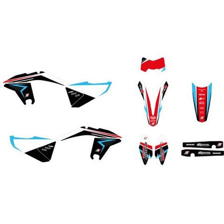 BLACKBIRD KOMPLET NAKLEJEK (OKLEIN) FANTIC XX XE '21-'22 DREAM 4 KOLOR CZARNY BIAŁY CZERWONY NIEBIESKI