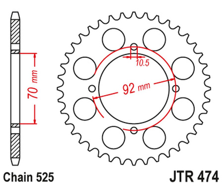JT ZĘBATKA TYLNA JTR474 48 KAWASAKI KH 250 '75-82', S1 250 '73-75' (47448JT) (ŁAŃĆ.525) NA ZAMÓWIENIE