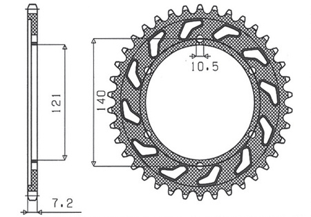 SUNSTAR ZĘBATKA TYLNA 4433 45 CAGIVA 650 RAPTOR 01-07 (ŁAŃC. 525) (443345JT)