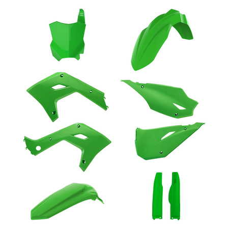 POLISPORT KOMPLET PLASTIKÓW (FULL KIT) KAWASAKI KX 125 '03-'08; KX 250 '03-'08 (RESTYLING NA MODEL 2026) W ZESTAWIE TABLICA PRZEDNIA (8665900007) I OSŁONY AMORTYZARORÓW (8398000011) KOLOR ZIELONY