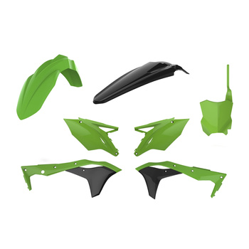 POLISPORT WYPRZEDAŻ KOMPLET PLASTIKÓW KAWASAKI KX 250F '17-'20 W ZESTAWIE TABLICA PRZEDNIA (8665900001) KOLOR ZIELONO CZARNY