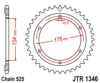 JT ZĘBATKA TYLNA 4679 44 HONDA CB 1000RA '18-19, VFR 800 V-TEC (ABS) '14-'17, VFR 800X CROSSRUNNER '15-'17 (467944JT) (ŁAŃC. 525)