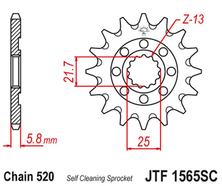 JT ZĘBATKA PRZEDNIA 2141 13 KAWASAKI KXF 450 '06-20' KLX 450 '08-20' SAMOCZYSZCZĄCA (214113JT) (ŁAŃC. 520)