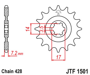 JT ZĘBATKA PRZEDNIA 2054 12 KAWASAKI KLT/KLF 110 '84-88', KLX 140 '08-20' (205412JT) (ŁAŃC. 428)