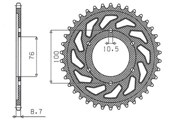 SUNSTAR ZĘBATKA TYLNA 825 44 / 816 44 SUZUKI GSXR1100, GSXR750 (92-95) (JTR816.44) (ŁAŃC. 530) (81644JT)