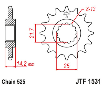 JT ZĘBATKA PRZEDNIA 2083 15 KAWASAKI ZR 750 '95-99' (208315JT) (ŁAŃC. 525)