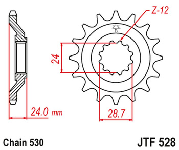 JT ZĘBATKA PRZEDNIA 530 17 KAWASAKI ZZ-R 1100 '90-92'(JTF528.17JT) (ŁAŃC. 530)
