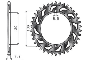 SUNSTAR ZĘBATKA TYLNA 4324 57 YAMAHA TDR 125 '93-'99 (JTR1847.57) (ŁAŃC. 428) (432457JT)