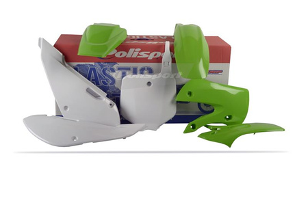 POLISPORT KOMPLET PLASTIKÓW KAWASAKI KX 65 '00-'24 W ZESTAWIE TABLICA PRZEDNIA (8661500010) KOLOR ZIELONO BIAŁY OEM