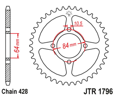 JT ZĘBATKA TYLNA 4467 51 SUZUKI RV 125 VAN VAN '03-16' (446751JT) (ŁAŃC.520)