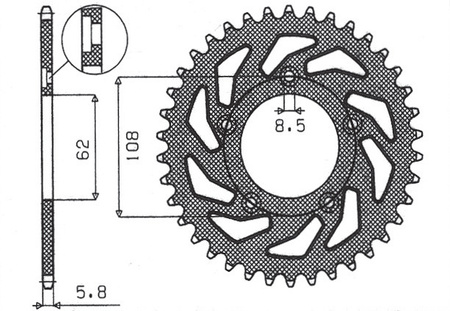 SUNSTAR ZĘBATKA TYLNA 714 43 APRILIA RS 125 '93-'05 (JTR701.43)* (ŁAŃC. 520) (71443JT)