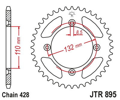 JT ZĘBATKA TYLNA 4486 49 KTM SX 85 '04-'18, 105 XC '07-'11 (448649JTZBK)* (ŁAŃC. 428) KOLOR CZARNY