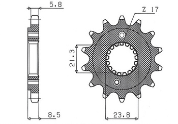 SUNSTAR ZĘBATKA PRZEDNIA 2071 15 HONDA XR 400 '96-'05, TRX 400 (JTF1322.15) (ŁAŃC. 520) (207115JT)